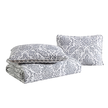 Stone Cottage Doires Damask Quilt Set in Grey. View a larger version of this product image.