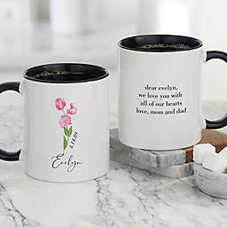 Birth Month Flower Personalized 11 oz. Coffee Mug In Black