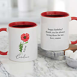 Birth Month Flower Personalized 11 oz. Coffee Mug In Red