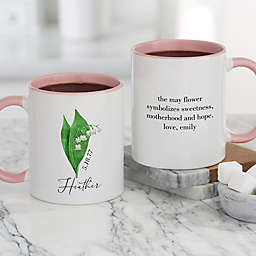 Birth Month Flower Personalized 11 oz. Coffee Mug In Pink