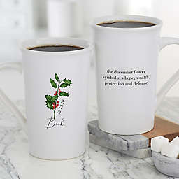Birth Month Flower Personalized 16 oz. Latte Mug In White