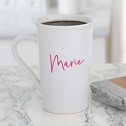 Trendy Script Name Personalized 16 oz. Latte Mug In White