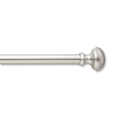 Everhome&trade; Clyde Stepped Knob Single Curtain Rod Set in Brushed Nickel