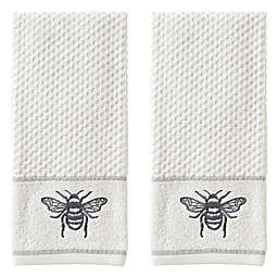 SKL Home 2-Piece Farmhouse Bee Hand Towel Set in White