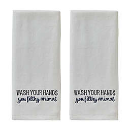 SKL Home 2-Pack Wash Your Hands Hand Towels in White