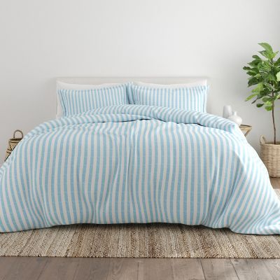 MICHIGAN STRIPED DOUBLE BLUE TEAL COTTON BLEND DUVET COVER SET #TIORTED *RH* 