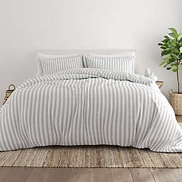 Rugged Stripes 3-Piece Queen Duvet Cover Set in Light Grey