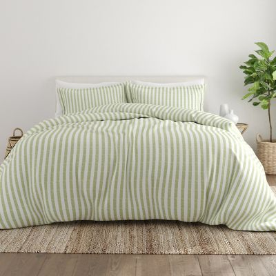 Rugged Stripes 3-Piece Queen Duvet Cover Set in Sage