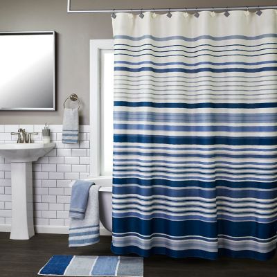Nowell 100% Cotton Fabric Striped Shower Curtain 70" x 72" 