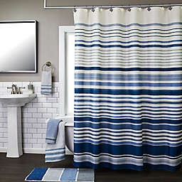 SKL Home 70-Inch x 72-Inch Cubes Stripe Shower Curtain in Blue