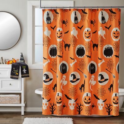 Happy Halloween,Halloween Partition Curtain Bathroom Shower Curtain Se4 Piece Toilet Mat Set Non Slip Bath MaAll Saints Day Carpet Rugs@Q102_B 50x80cm