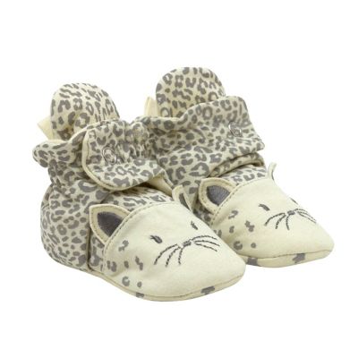 Ro+Me by Robeez&reg; Size 6-12M Leopard Cat Snap Booties in Ivory