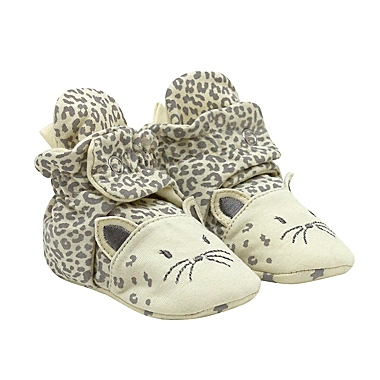 Ro+Me by Robeez&reg; Size 0-6M Leopard Cat Snap Booties in Ivory. View a larger version of this product image.