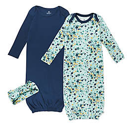 The Honest Company® Size 0-6M 3-Piece Floral Cotton Gowns with Headband in Navy/Multi