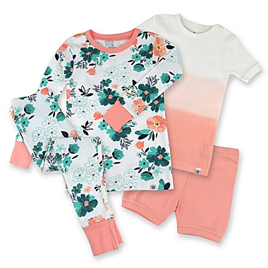 The Honest Company&reg; Size 18M Flowers 4-Piece Short and Long Pajama Set in Coral. View a larger version of this product image.