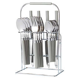 Simply Essential™ 16-Piece Stainless Steel Flatware Set with Caddy in Cool Grey