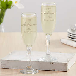Natural Love Engraved Wedding Champagne Flutes (Set of 2)