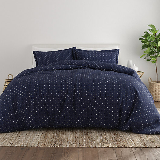King/California king over size 3 pc Geo Bedspread Bed-cover solid Navy Blue 