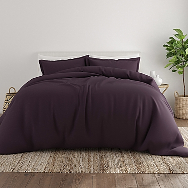 Solid 3-Piece Full/Queen Duvet Cover Set in Purple. View a larger version of this product image.
