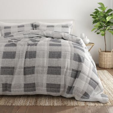 Home Collection 3-Piece Gingham Comforter Set. View a larger version of this product image.