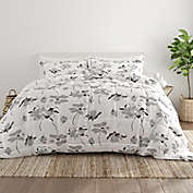 Home Collection Magnolia Print 3-Piece King/California King Comforter Set in Grey