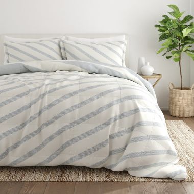 Home Collection Distressed Stripe 3-Piece Reversible Comforter Set. View a larger version of this product image.