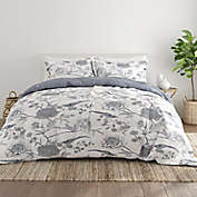 Home Collection Molly Botanical 3-Piece Reversible Full/Queen Comforter Set in Light Blue