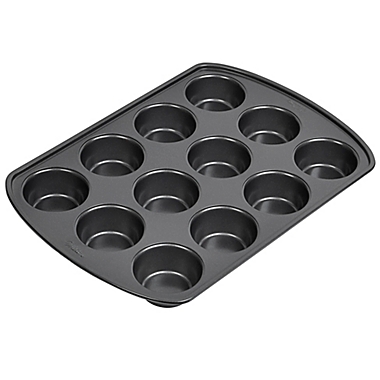 Wilton&reg; Perfect Results Nonstick 12-Cup Muffin Pan in Grey. View a larger version of this product image.