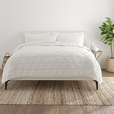 Damask 3-Piece King/California King Quilt Set in White. View a larger version of this product image.