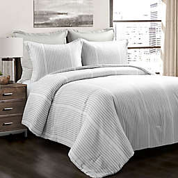 Lush Décor Farmhouse Drew Stripe 5-Piece Reversible King Comforter Set in Grey