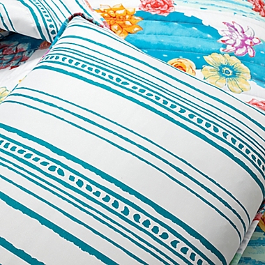 Lush Decor Southwest Vibrant Cactus 3-Piece Reversible King/California King Quilt Set in Turquoise. View a larger version of this product image.