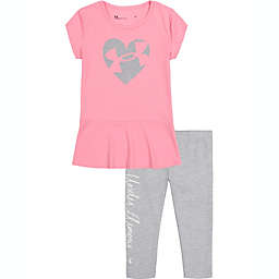 Under Armour® Size 3T 2-Piece Heart Logo Ruffle Hem Top and Legging Set in Pink