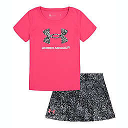 Under Armour® Size 12M 2-Piece Pink Speckle Print T-Shirt and Short Set in Pink