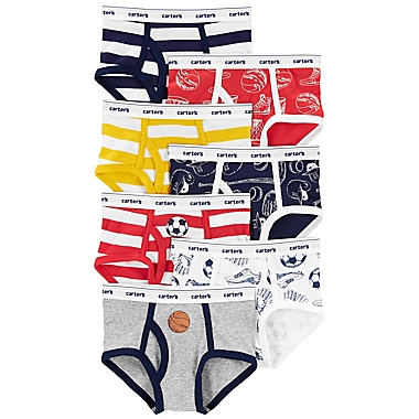 carter&#39;s&reg; Size 4-5T 7-Pack Sports Theme Cotton Boys&#39; Boxer Briefs in White. View a larger version of this product image.