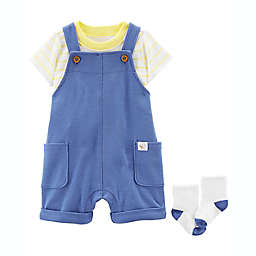 carter's® Size 12M 4-Piece Short Sleeve Tee, Shortall, and Sock Set in Blue