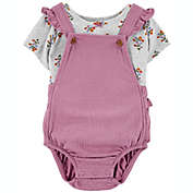 carter&#39;s&reg; Newborn 2-Piece Floral T-Shirt and Shortall Set in Purple