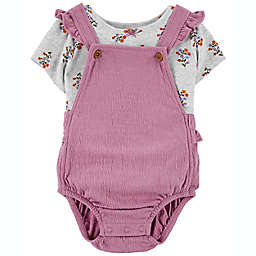 carter's® Size 24M 2-Piece Floral T-Shirt and Shortall Set in Purple