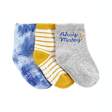 carter&#39;s&reg; 3-Pack Assorted Socks in Grey/Blue. View a larger version of this product image.