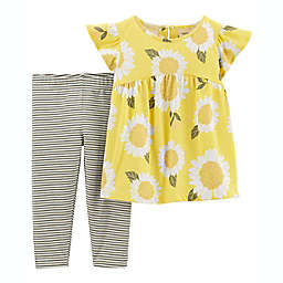 carter's® Size 3M 2-Piece Sunflower Top and Legging Set