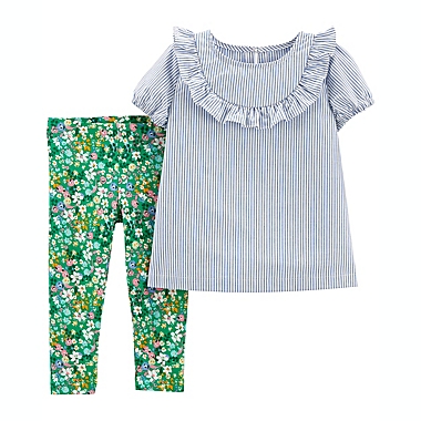 carter&#39;s&reg; Size 2T 2-Piece Striped Top and Floral Capri Legging Set. View a larger version of this product image.