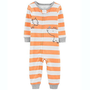carter&#39;s&reg; Stripe Rhino 100% Snug Fit Cotton Footless PJs in Orange. View a larger version of this product image.