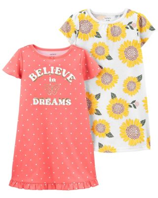 carter&#39;s&reg; 2-Pack Dream Sunflower Short Sleeve Nightgowns in Yellow