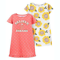 carter's® 2-Pack Dream Sunflower Short Sleeve Nightgowns in Yellow