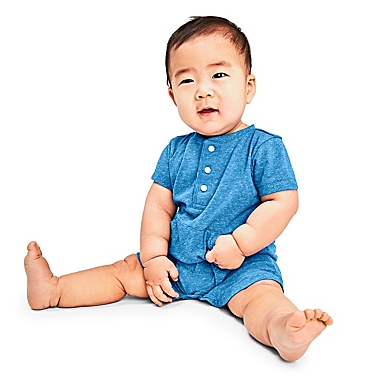Primary&reg; Unisex  Size 18-24M Henley Shortie Romper in Washed Blueberry. View a larger version of this product image.