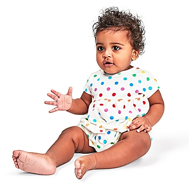 Primary&reg; Unisex  Size 0-3M Dot Bubble Romper in Ivory/Rainbow Dot. View a larger version of this product image.