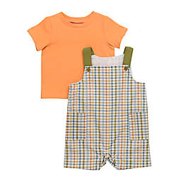 Baby Starters® Newborn 2-Piece Plaid T-Shirt and Shortall Set in Orange