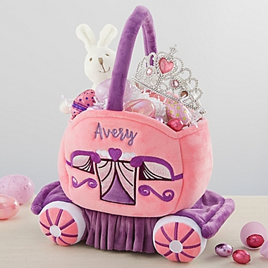 Princess Carriage Embroidered Plush Easter Basket. View a larger version of this product image.