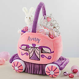 Princess Carriage Embroidered Plush Easter Basket