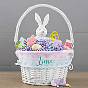 Pastel Tie Dye Personalized Easter Basket with Folding Handle in White