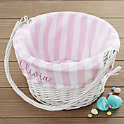 Delicate Stripes Personalized Easter Basket With Drop-Down Handle in White